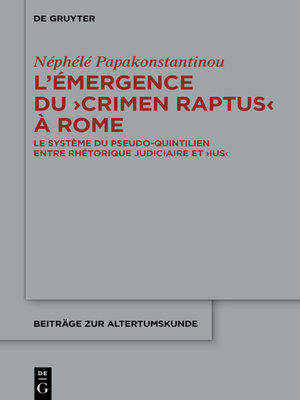 cover image of L'émergence du ›crimen raptus  à Rome